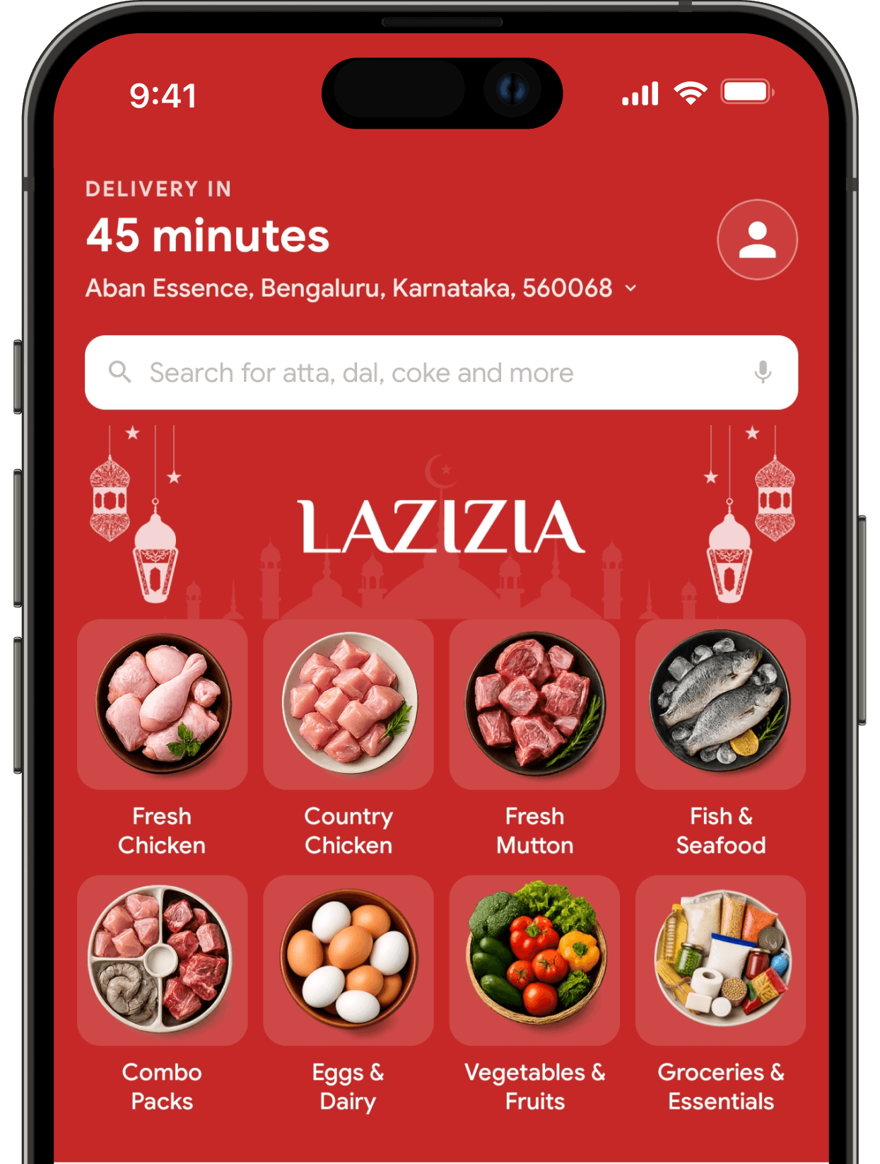 Lazizia app — order fresh halal chicken, mutton and seafood online in Bangalore